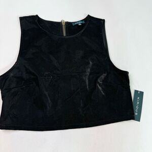 Kirious Top Womens XL Faux Snake Leather Sleeveless 90s Grunge Balck New Shirt